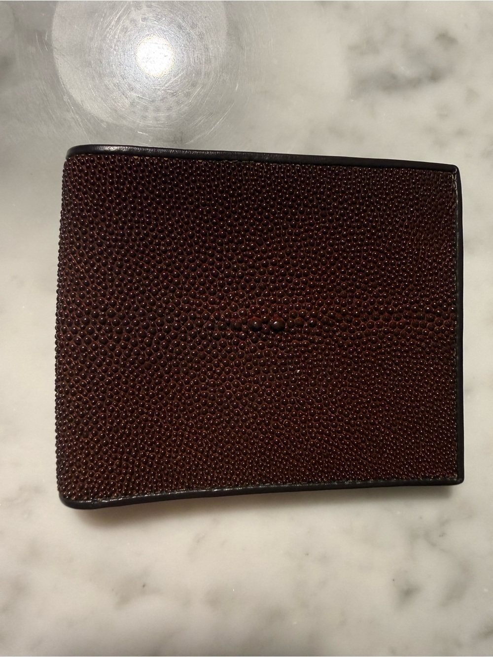 Brown Stingray Shagreen Texture Men's Bifold Wallet